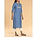 Denim blue viscose cotton kurti with embroidery