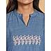 Denim blue viscose cotton kurti with embroidery