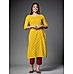 Mustard Cotton Kurti with Mill Print