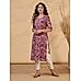 Pink Modal chanderi printed kurti with yoke