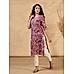 Pink Modal chanderi printed kurti with yoke