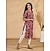 Pink Modal chanderi printed kurti with yoke