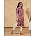 Pink Modal chanderi printed kurti with yoke