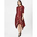 Maroon Asymmetric Embroidered Dress