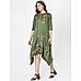 Green Asymmetric Embroidered Dress