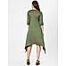 Green Asymmetric Embroidered Dress