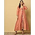 Coral Floral Print Kurta Jacket Set