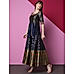 Navy Blue Embroidered Jacqaurd Dress
