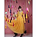 Mustard Embroidered Maxi Ethnic Dress