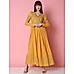 Mustard Embroidered Maxi Ethnic Dress