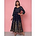 Dark Blue Printed Fit & Flare Ethnic Dress