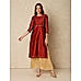 Dark Red Chanderi Printed Kurta