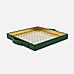Green Square Patterned Glass Faux Leather Tray 