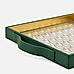 Green Square Patterned Glass Faux Leather Tray 