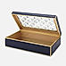 Blue Patterned Glass Faux Leather Box with Lid - Small
