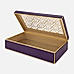 Purple Patterned Glass Faux Leather Box with Lid - Large 
