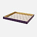 Purple Patterned Glass Faux Leather Tray
