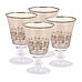 Set of 4 Floral Design Golden and Grey Wine Glass