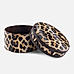 Leopard Print Faux Leather Round Box - Small