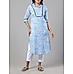 Sky blue 60's cotton printed kurti with lace detailing