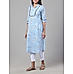 Sky blue 60's cotton printed kurti with lace detailing