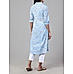 Sky blue 60's cotton printed kurti with lace detailing