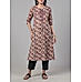 Maroon and black 30's cotton printed kurti with mirror work