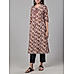 Maroon and black 30's cotton printed kurti with mirror work