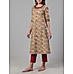 Olive green 30's cotton printed kurti with mirror work