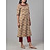 Olive green 30's cotton printed kurti with mirror work