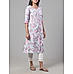 Pink and blue cotton flax printed kurti