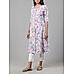 Pink and blue cotton flax printed kurti