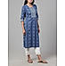 Denim blue 60's cotton printed kurti with embroidery and sequins work