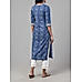 Denim blue 60's cotton printed kurti with embroidery and sequins work