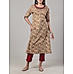 Olive green 30's cotton printed kurti with mirror work