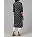 Black cotton flax printed kurti with lace detailing