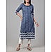 Navy blue 60's cotton printed kurti with mirror work