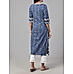 Navy blue 60's cotton printed kurti with mirror work