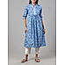 Blue 60's cotton printed kurti with sequins work