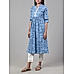 Blue 60's cotton printed kurti with sequins work