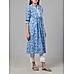 Blue 60's cotton printed kurti with sequins work