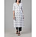 White cotton flax printed kurti with lace detailing