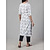 White cotton flax printed kurti with lace detailing