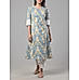 Light blue 60's cotton printed kurti with mirror work