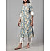 Light blue 60's cotton printed kurti with mirror work