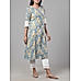 Light blue 60's cotton printed kurti with mirror work