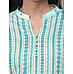 Begie and blue 60's cotton printed kurti with center cut