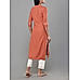 Rust orange viscos jaquard kurti with embroidery