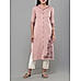 Onion pink viscose cotton kurti with embroidery