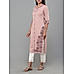 Onion pink viscose cotton kurti with embroidery